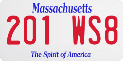 MA license plate 201WS8