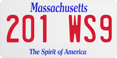 MA license plate 201WS9