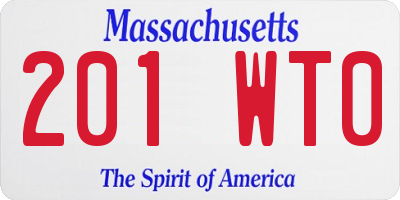 MA license plate 201WT0