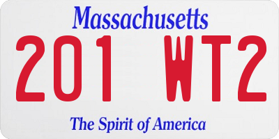 MA license plate 201WT2
