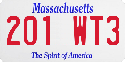 MA license plate 201WT3