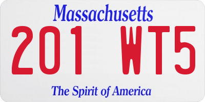MA license plate 201WT5