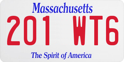 MA license plate 201WT6