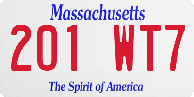 MA license plate 201WT7