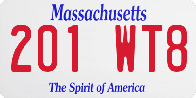 MA license plate 201WT8
