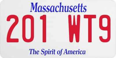 MA license plate 201WT9
