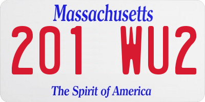 MA license plate 201WU2