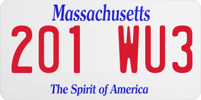 MA license plate 201WU3