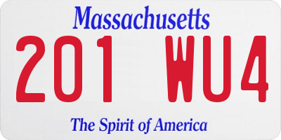 MA license plate 201WU4