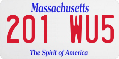 MA license plate 201WU5