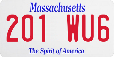 MA license plate 201WU6