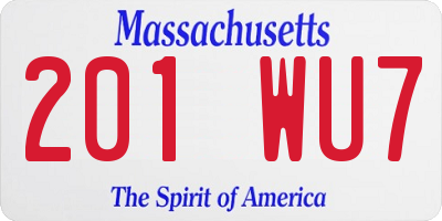 MA license plate 201WU7