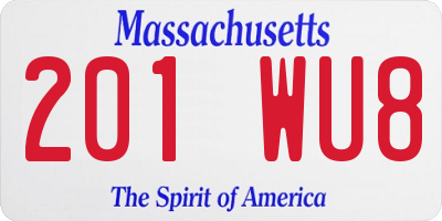 MA license plate 201WU8