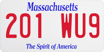 MA license plate 201WU9