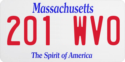 MA license plate 201WV0
