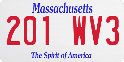 MA license plate 201WV3
