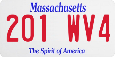 MA license plate 201WV4