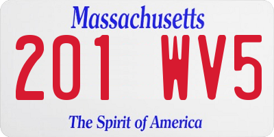 MA license plate 201WV5