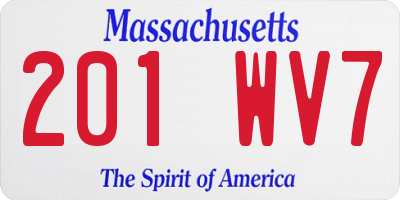 MA license plate 201WV7