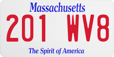 MA license plate 201WV8