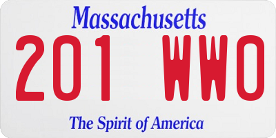 MA license plate 201WW0