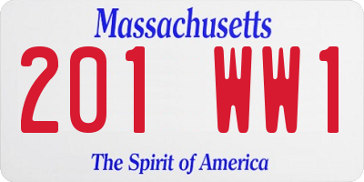 MA license plate 201WW1