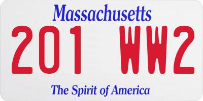 MA license plate 201WW2