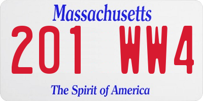 MA license plate 201WW4