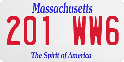 MA license plate 201WW6