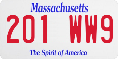 MA license plate 201WW9