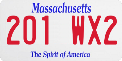 MA license plate 201WX2