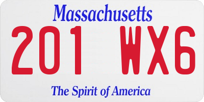 MA license plate 201WX6