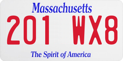 MA license plate 201WX8