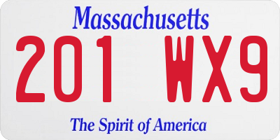 MA license plate 201WX9