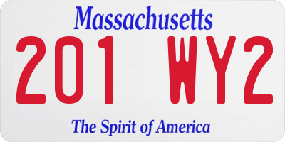 MA license plate 201WY2