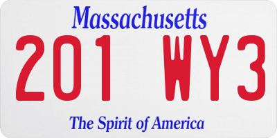 MA license plate 201WY3