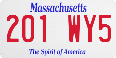 MA license plate 201WY5