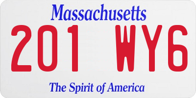 MA license plate 201WY6