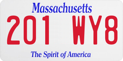 MA license plate 201WY8