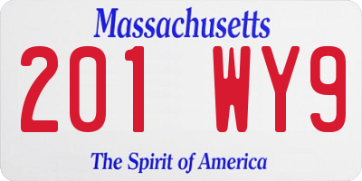 MA license plate 201WY9