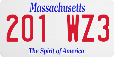 MA license plate 201WZ3