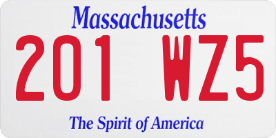 MA license plate 201WZ5