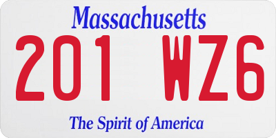MA license plate 201WZ6