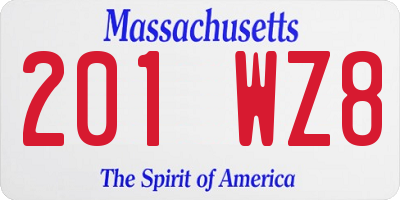 MA license plate 201WZ8