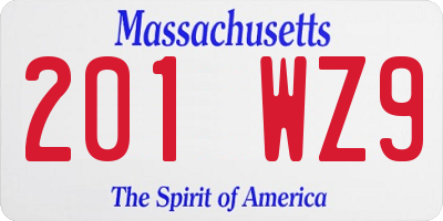 MA license plate 201WZ9