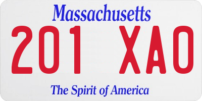 MA license plate 201XA0