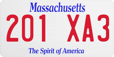 MA license plate 201XA3