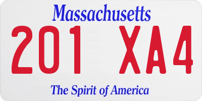 MA license plate 201XA4
