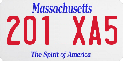 MA license plate 201XA5