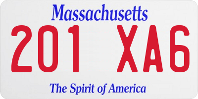 MA license plate 201XA6